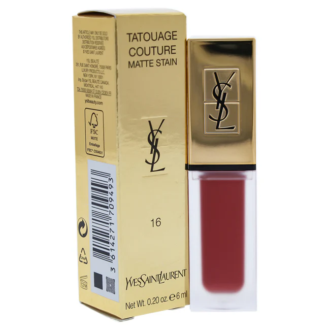 Yves Saint Laurent Tatouage Couture Liquid Matte Lip Stain - 16 Nude Emblem by Yves Saint Laurent for Women - 0.2 oz Lip Gloss - Olabens