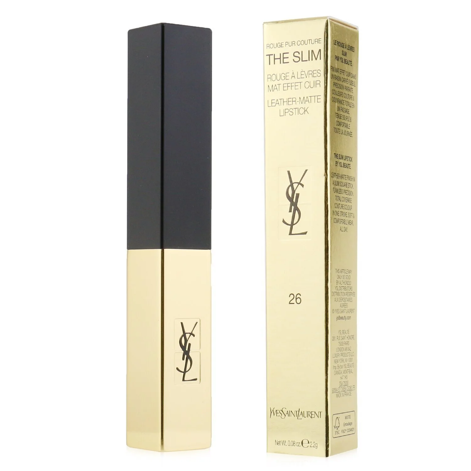 Yves Saint Laurent Rouge Pur Couture The Slim Leather Matte Lipstick - # 26 Rouge Mirage  2.2g/0.08oz - Olabens