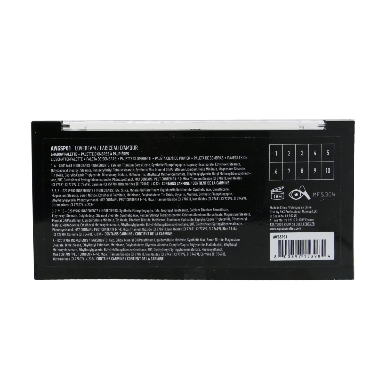 NYX Away We Glow Shadow Palette (10x Eyeshadow) - # Lovebeam  10x1g/0.03oz - Olabens