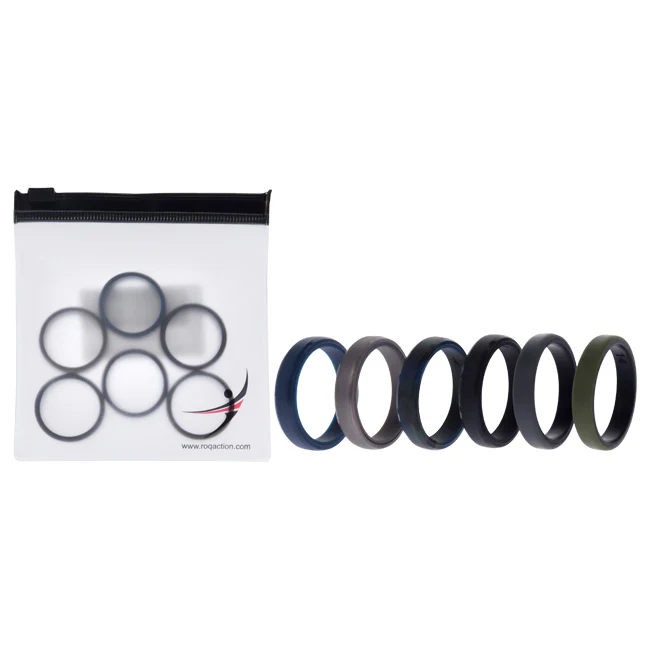 Silicone Wedding 6mm Brush 2Layer Ring Set - Camo by ROQ for Men - 6 x 14 mm Ring - Olabens
