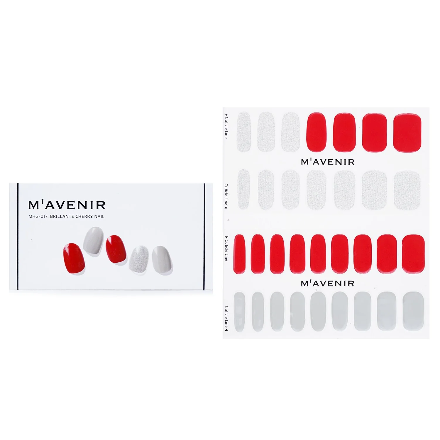 Mavenir Nail Sticker (Red) - # Brillante Cherry Nail  32pcs - Olabens
