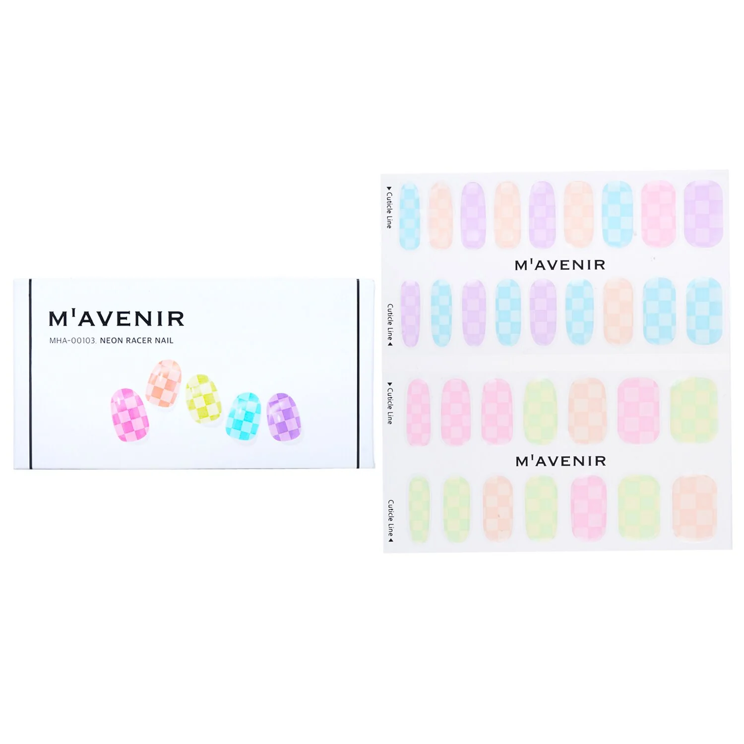 Mavenir Nail Sticker (Assorted Colour) - # Neon Racer Nail  32pcs - Olabens