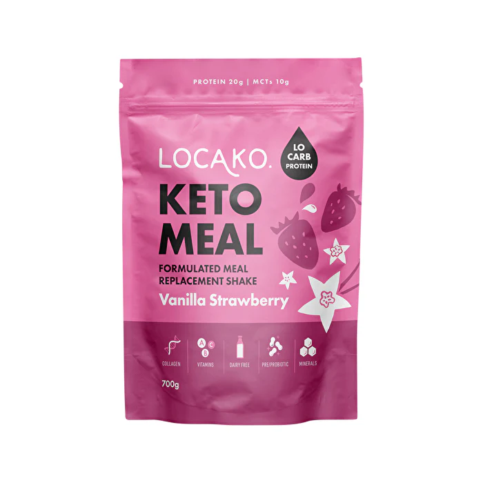 Locako Keto Meal (Formulated Meal Replacement Shake) Vanilla Strawberry 700g - Olabens