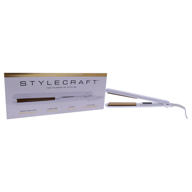 StyleCraft Ultra Styling Iron - SCUS1W White by StyleCraft for Unisex - 1 Inch Flat Iron - Olabens