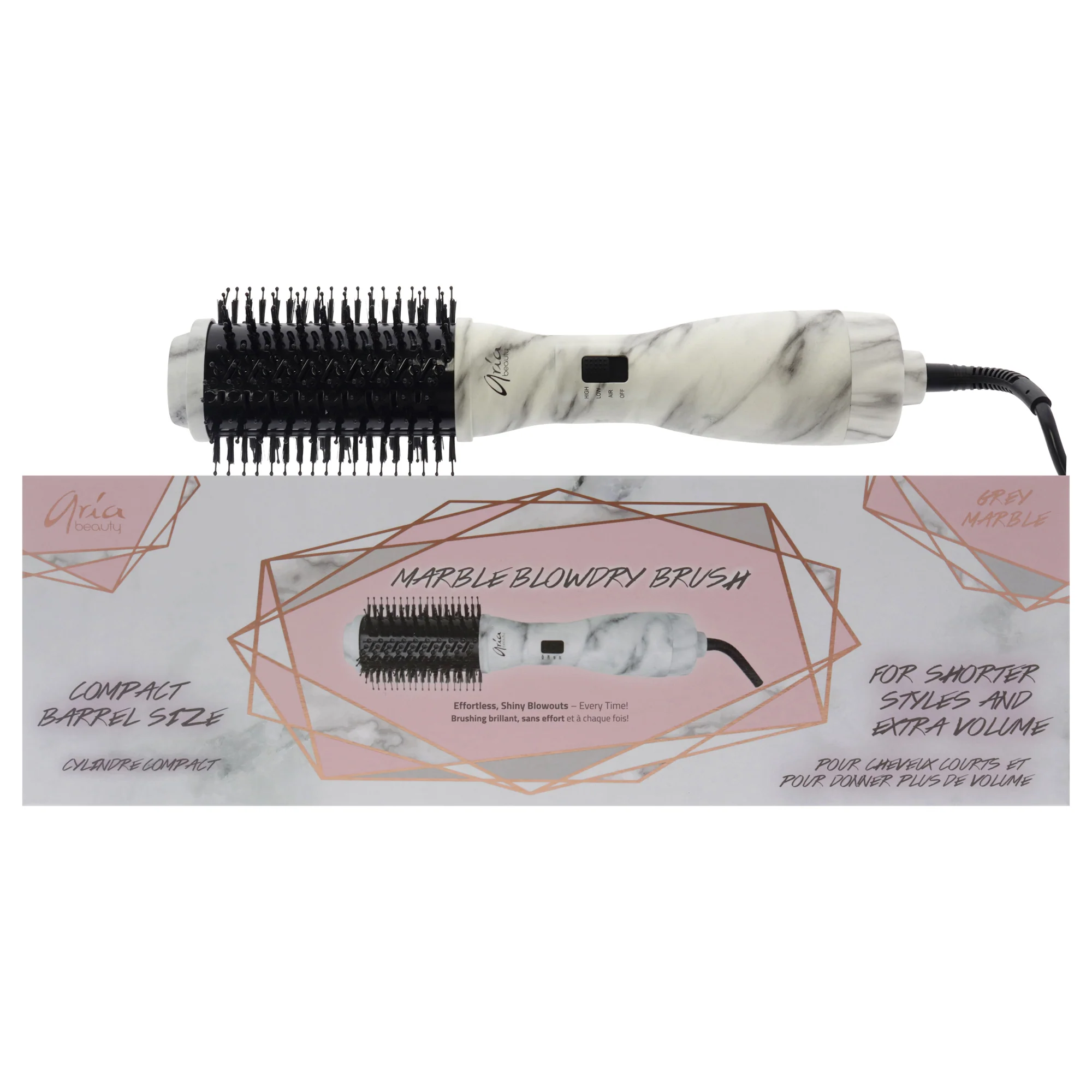 Blowdry Brush - Grey Marble by Aria Beauty for Women - 1 Pc Brush - Olabens