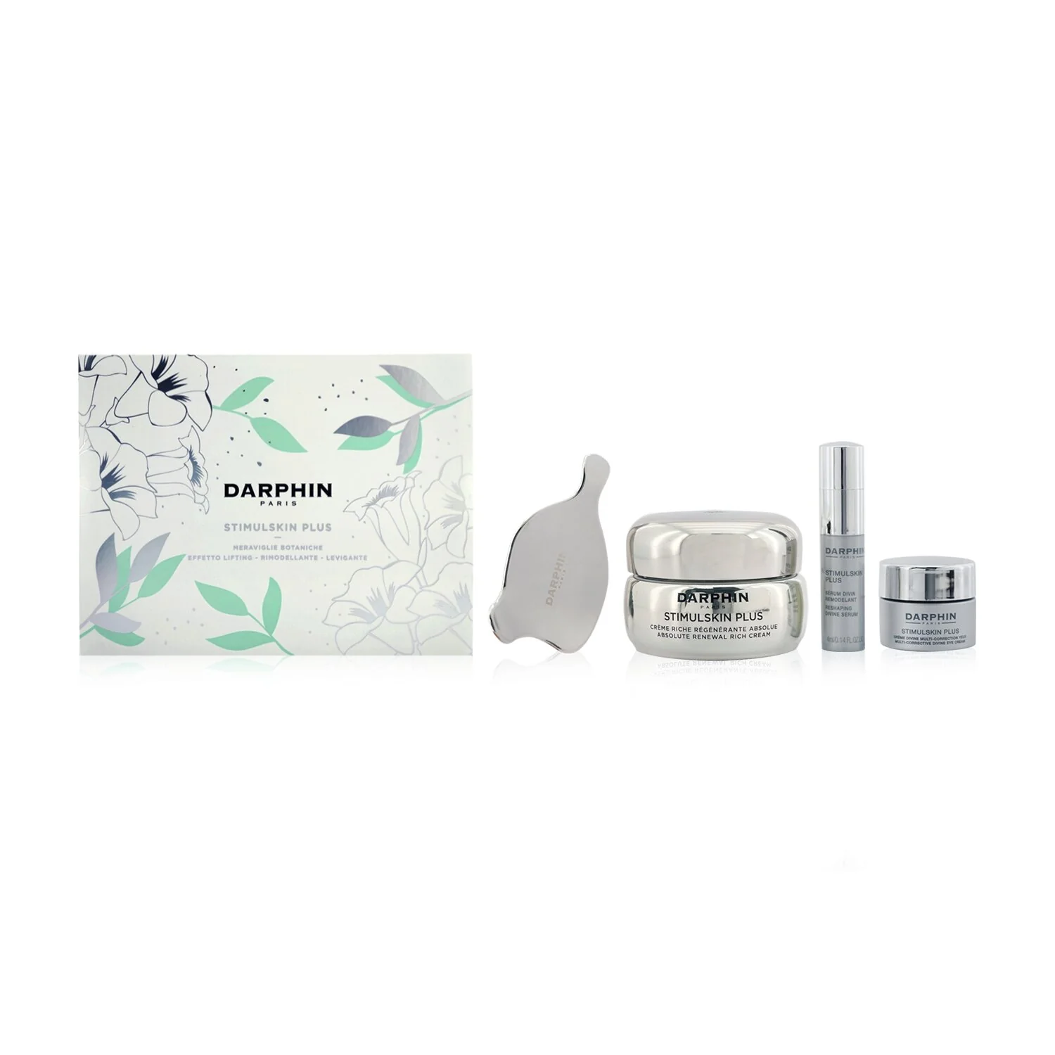 Darphin Stimulskin Plus Meraviglie Botaniche Set: Renewal Rich Cream 50ml+ Reshaping Divine Serum 4ml+ Eye Cream 5ml+ Massage Applicator  4pcs - Olabens