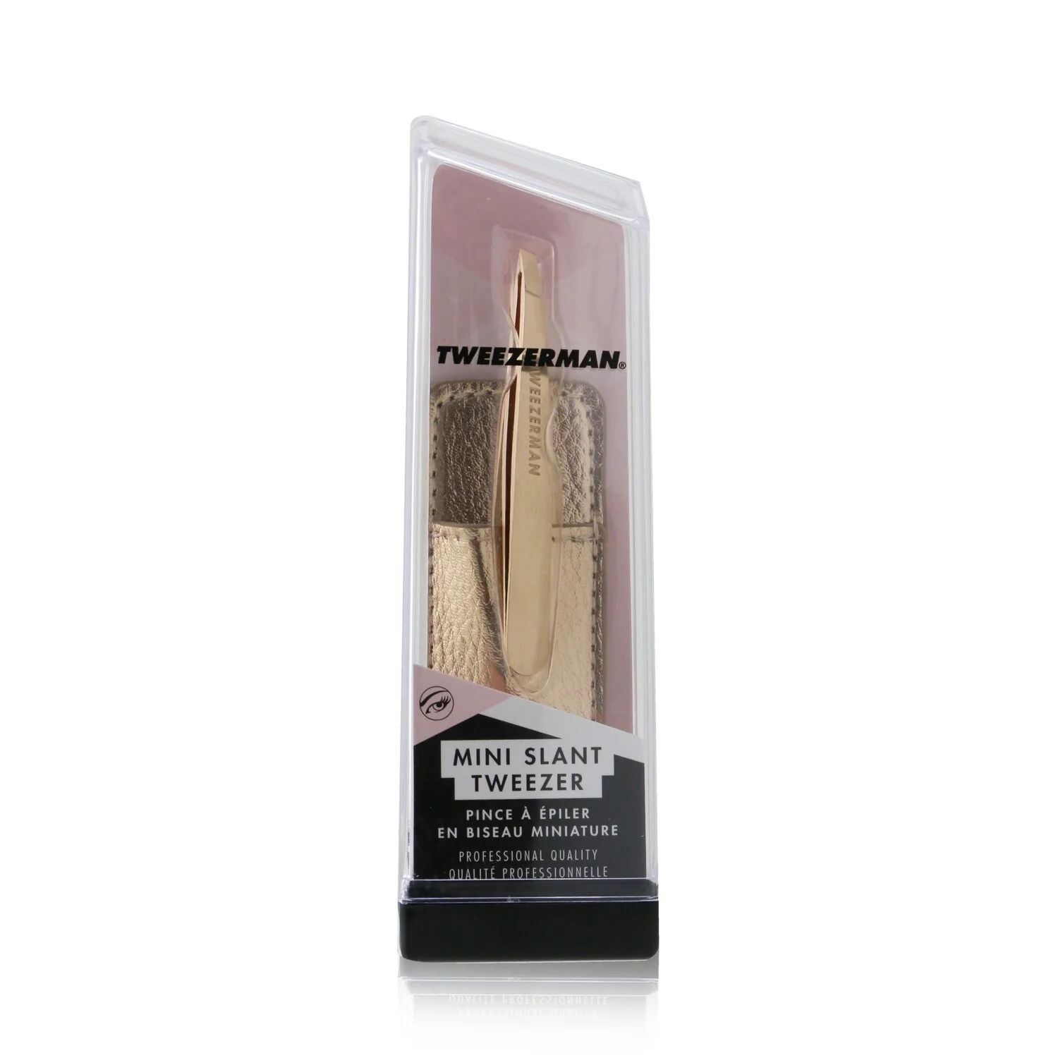 Tweezerman Mini Slant Tweezer With Case - Rose Gold - Olabens