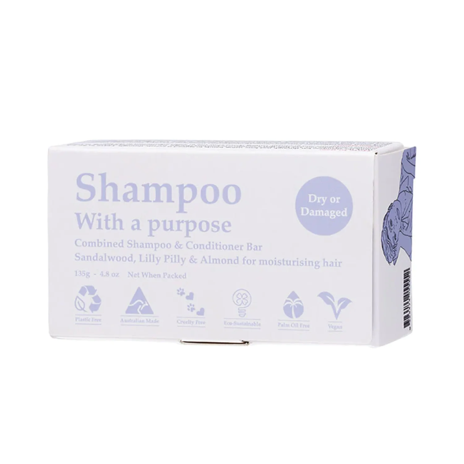 Shampoo With A Purpose Shampoo & Conditioner Bar Dry or Damaged 135g - Olabens