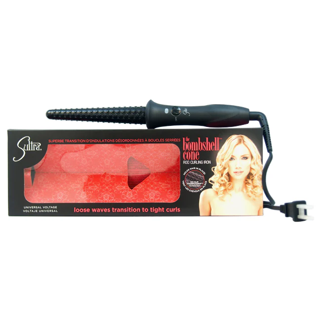 The Bombshell Cone Rod Curling Iron - Black by Sultra for Unisex - 1 Inch Curling Iron - Olabens