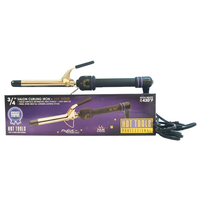Hot Tools Professional Salon Curling Iron - Model # 1101CN - Gold/Black by Hot Tools for Unisex - 43163 Inch Curling Iron - Olabens