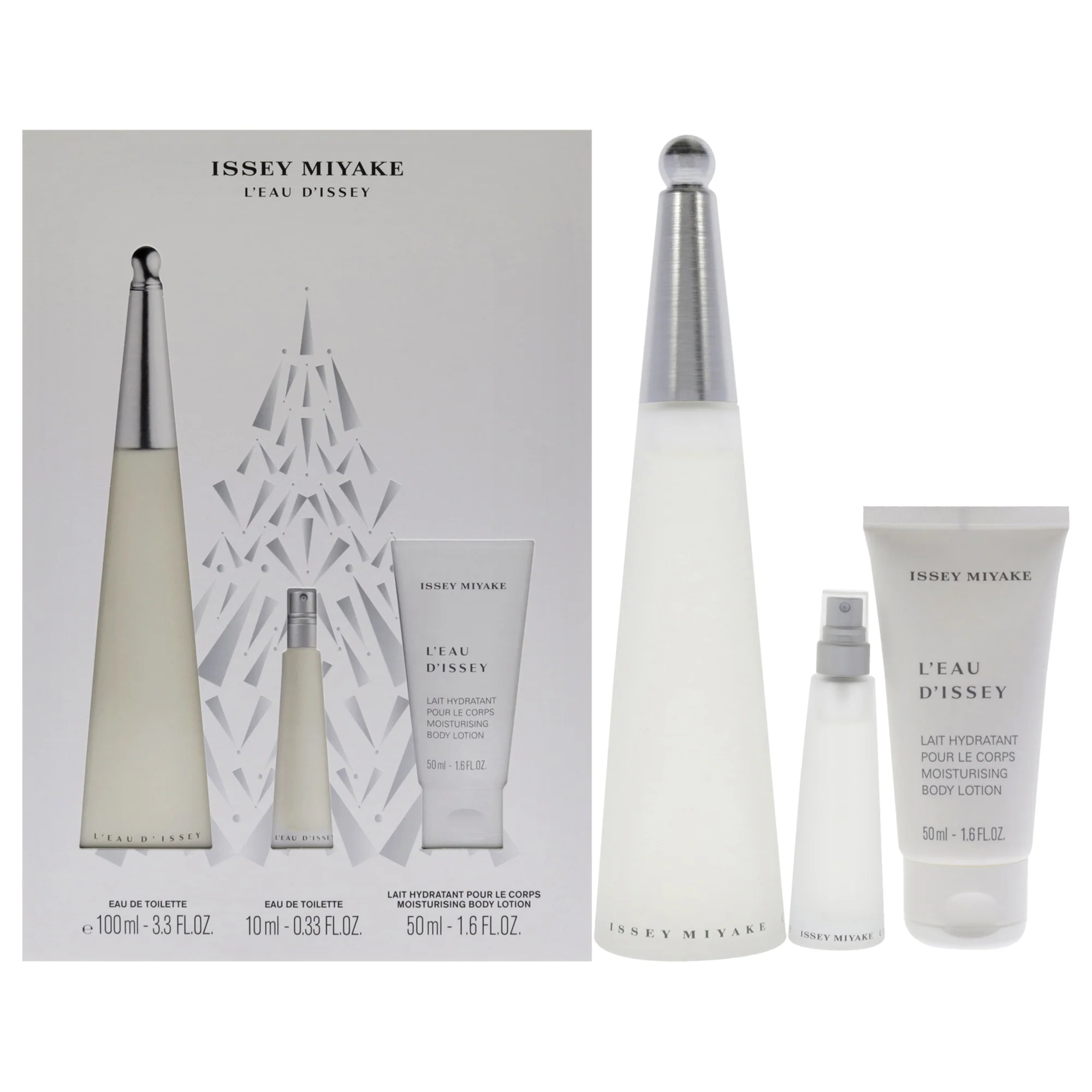 Leau Dissey by Issey Miyake for Women - 3 Pc Gift Set 3.3oz EDT Spray, 0.33oz EDT Spray, 1.6oz Body L - Olabens