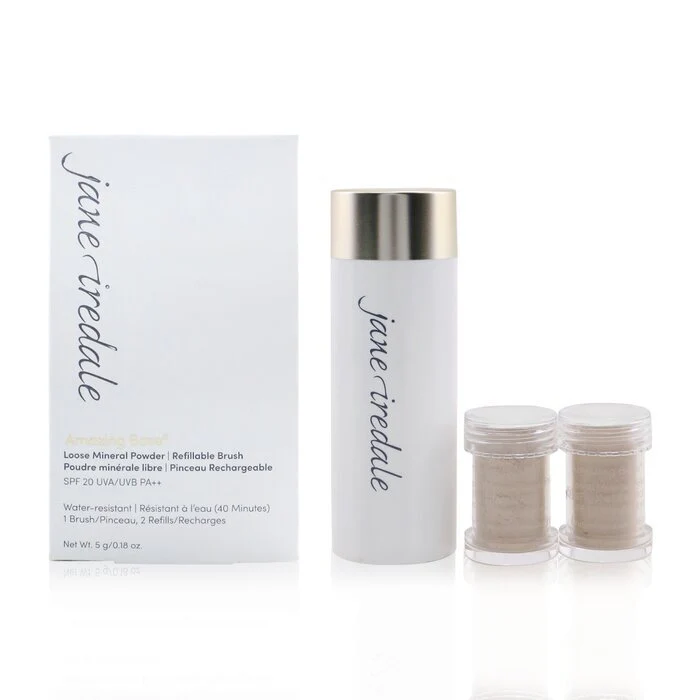 Jane Iredale Amazing Base Loose Mineral Powder SPF 20 Refillable Brush (1x Brush, 2x Refills) - Natural 2x 2.5g/0.09oz - Olabens