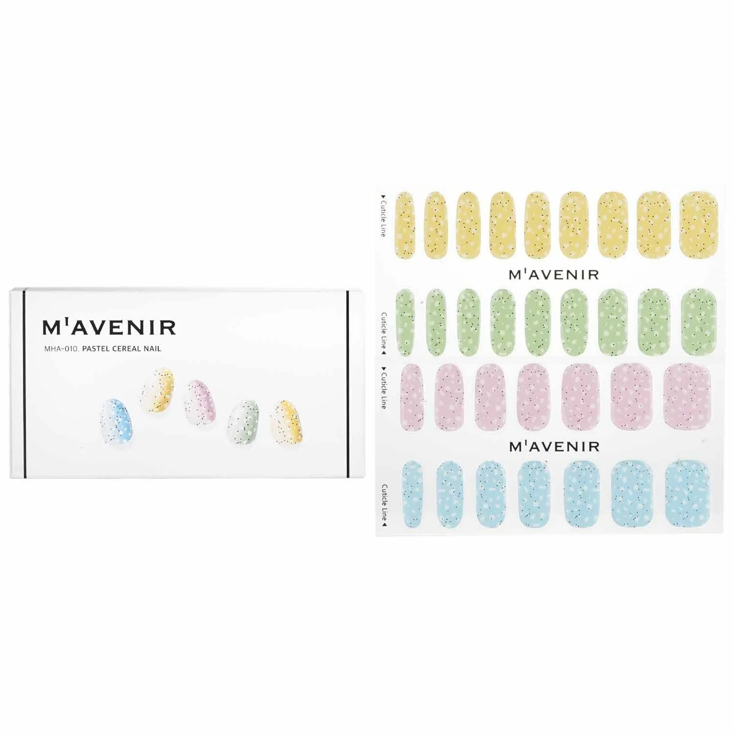 Mavenir Nail Sticker (Assorted Colour) - # Pastel Cereal Nail  32pcs - Olabens