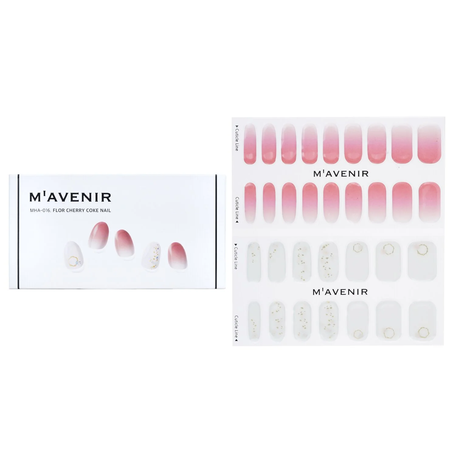Mavenir Nail Sticker (Pink) - # Flor Cherry Coke Nail  32pcs - Olabens