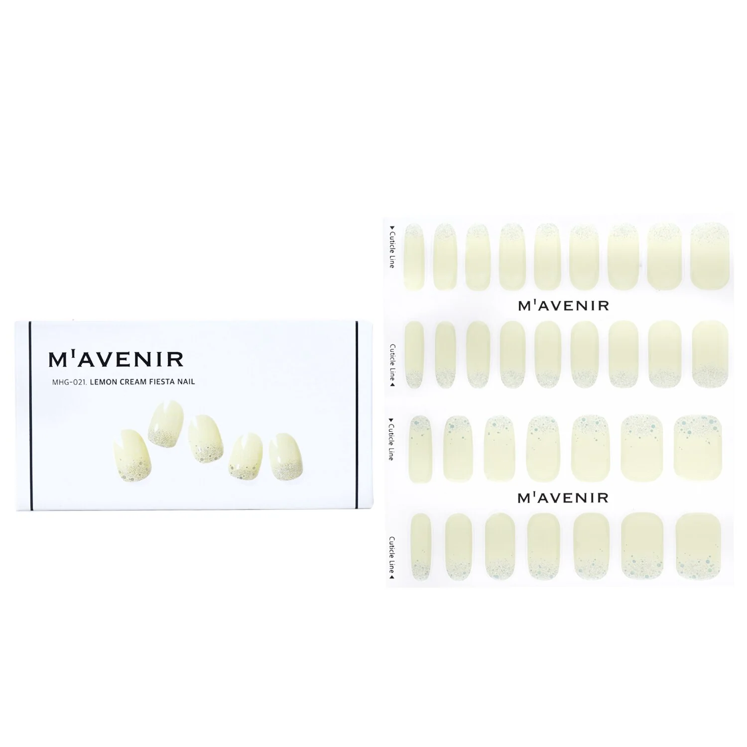 Mavenir Nail Sticker (White) - # Lemon Cream Fiesta Nail  32pcs - Olabens