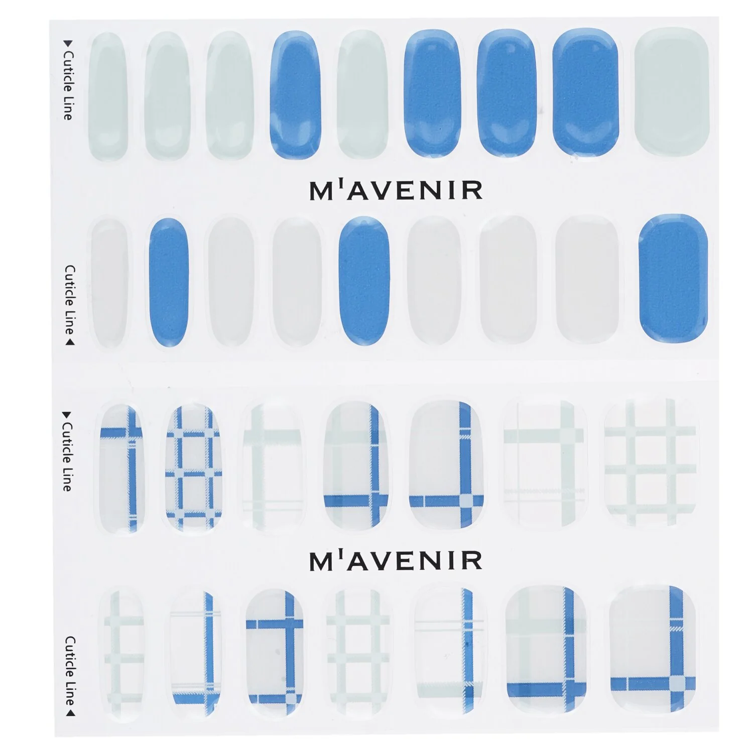 Mavenir Nail Sticker (Patterned) - # Navy Crossline Nail  32pcs - Olabens