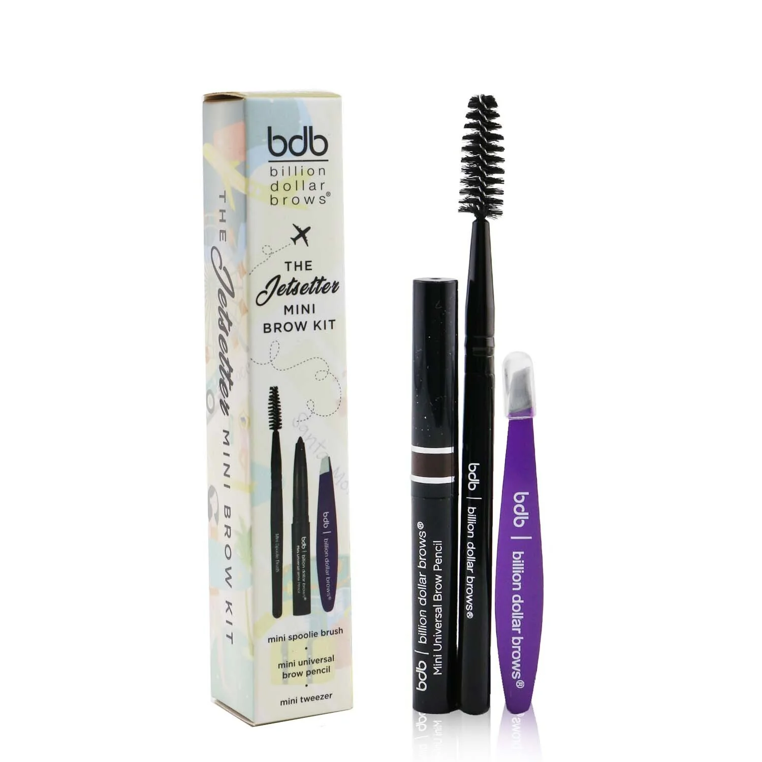 Billion Dollar Brows The Jet Setter Kit (Mini Universal Brow Pencil + Mini Tweezer + Mini Spoolie Brush)  3pcs - Olabens
