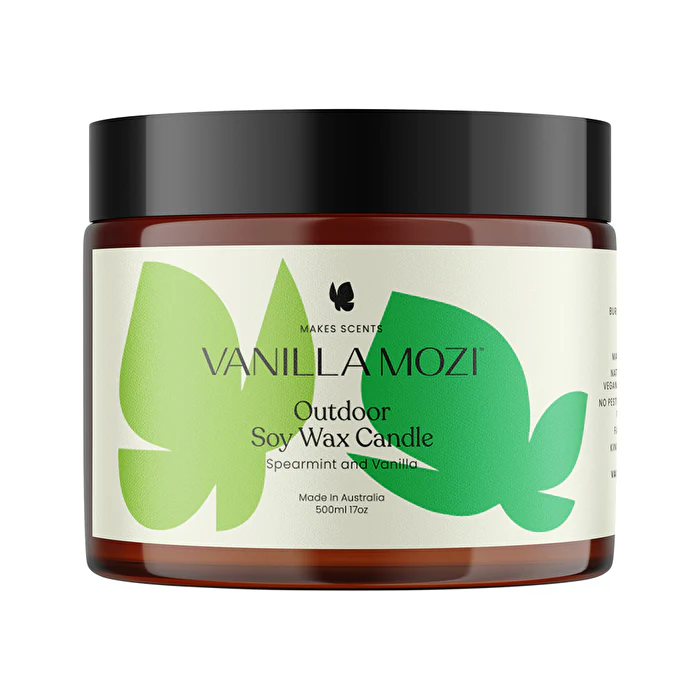 Vanilla Mozi Outdoor Soy Wax Candle Spearmint and Vanilla 500ml - Olabens