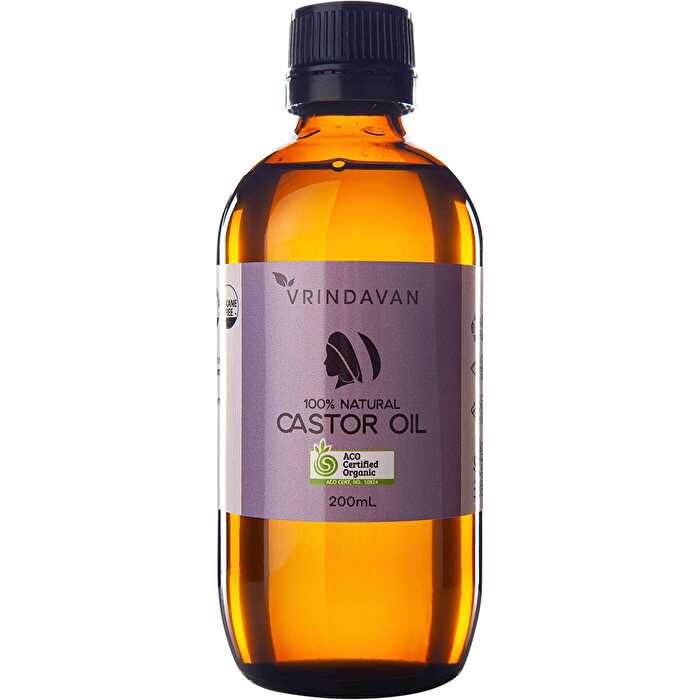 Vrindavan Castor Oil 100% Natural - Amber Glass Bottle 200ml - Olabens