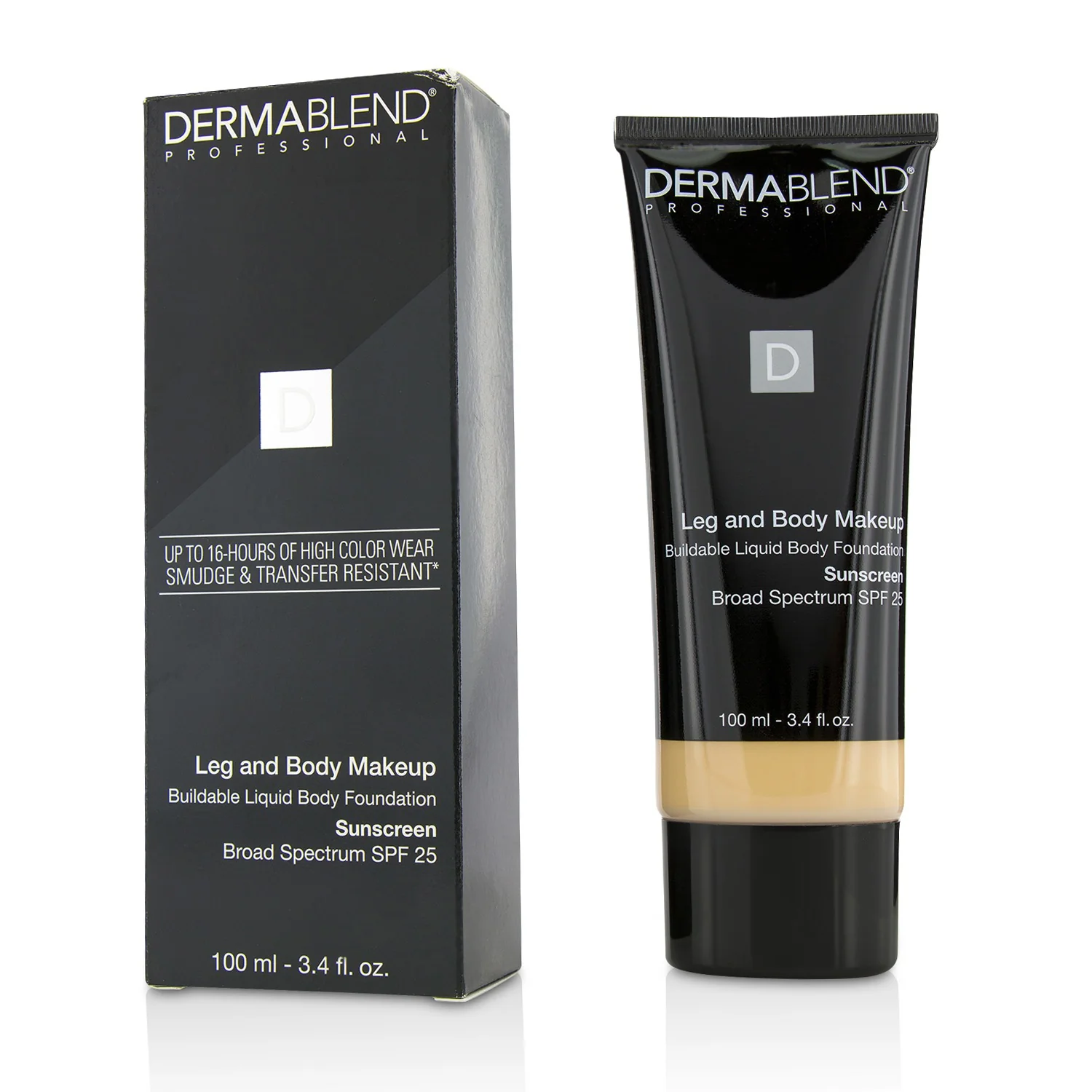 Dermablend Leg and Body Make Up Buildable Liquid Body Foundation Sunscreen Broad Spectrum SPF 25 - #Tan Golden 65N  100ml/3.4oz - Olabens