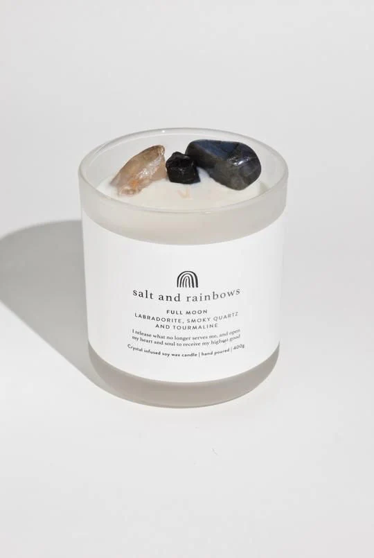 Salt and Rainbows Full Moon Crystal Candle 400g - Olabens