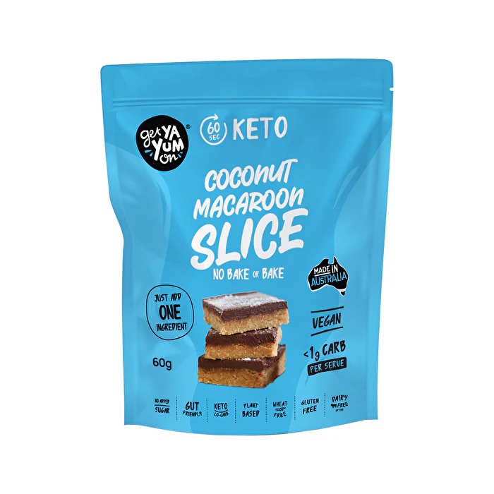 Get Ya Yum On (60 sec Keto) Coconut Macaroon Slice (No Bake or Bake) 60g - Olabens