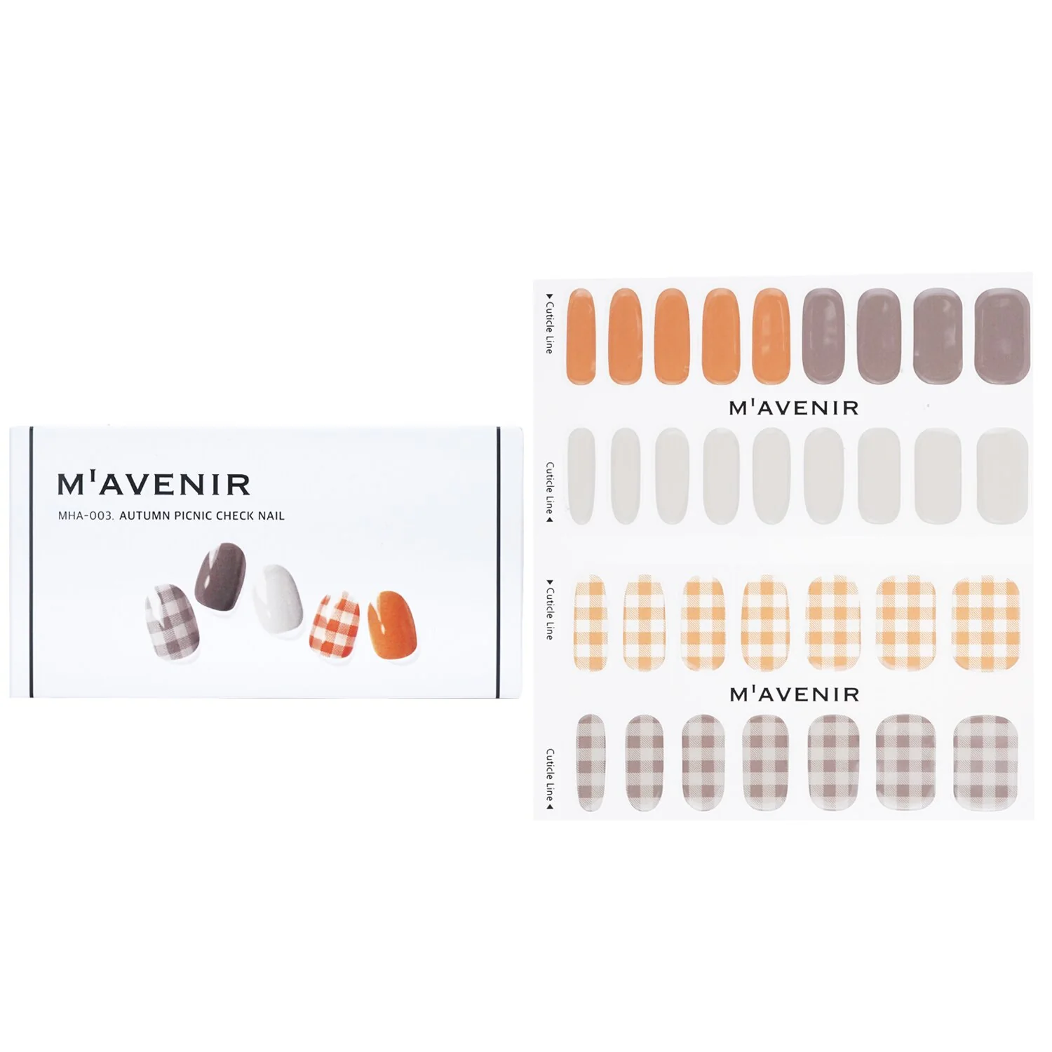 Mavenir Nail Sticker (Patterned) - # Autumn Picnic Check Nail  32pcs - Olabens