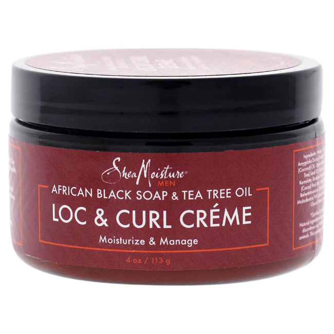 Shea Moisture African Black Soap and Tea Tree Oil Loc and Curl Creme by Shea Moisture for Men - 4 oz Cream - Olabens