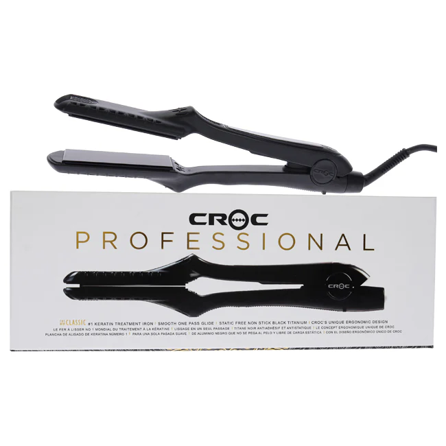 Croc The New Classic Titanium Flat Iron - Black by Croc for Unisex - 1.5 Inch Flat Iron - Olabens