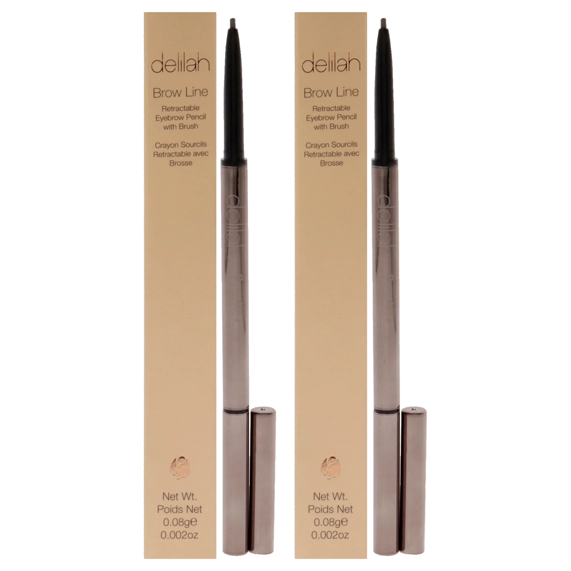 Brow Line Retractable Eyebrow Pencil With Brush - Sable by Delilah for Women - 0.002 oz Eyebrow - Pack of 2 - Olabens