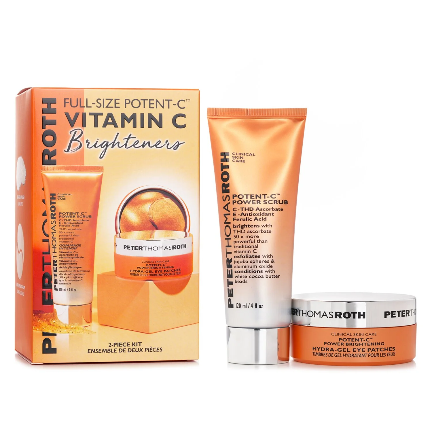 Peter Thomas Roth Full Size Potent C Vitamin C Brighteners 2 Piece Kit: Potent C Power Scrub 120ml + Potent C Hydra Gel Eye Patches 30pairs  2pcs - Olabens