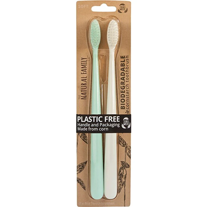 The Natural Family Co . Bio Toothbrush Ivory Desert & River Mint Twin Pack - Olabens