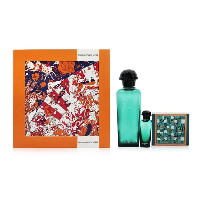 Hermes Eau D'Orange Verte Coffret: Eau De Cologne Spray + Eau De Cologne 7.5ml/0.25oz + Perfumed Soap 50g/1.7oz 3pcs 100ml/3.3oz - Olabens