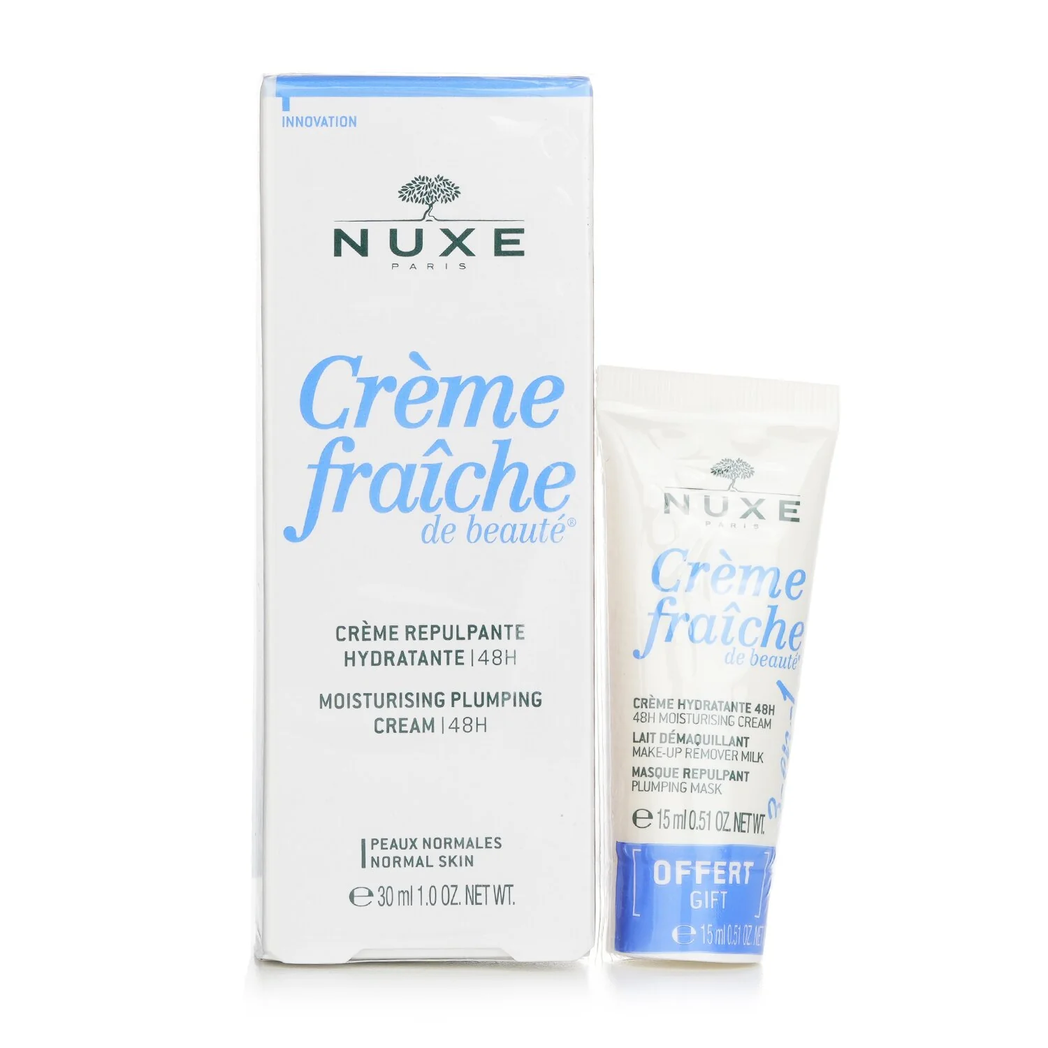 Nuxe Creme Fraiche De Beaute 48HR Moisturising Plumping Cream Gift Set (For Normal Skin)  30ml+15ml - Olabens