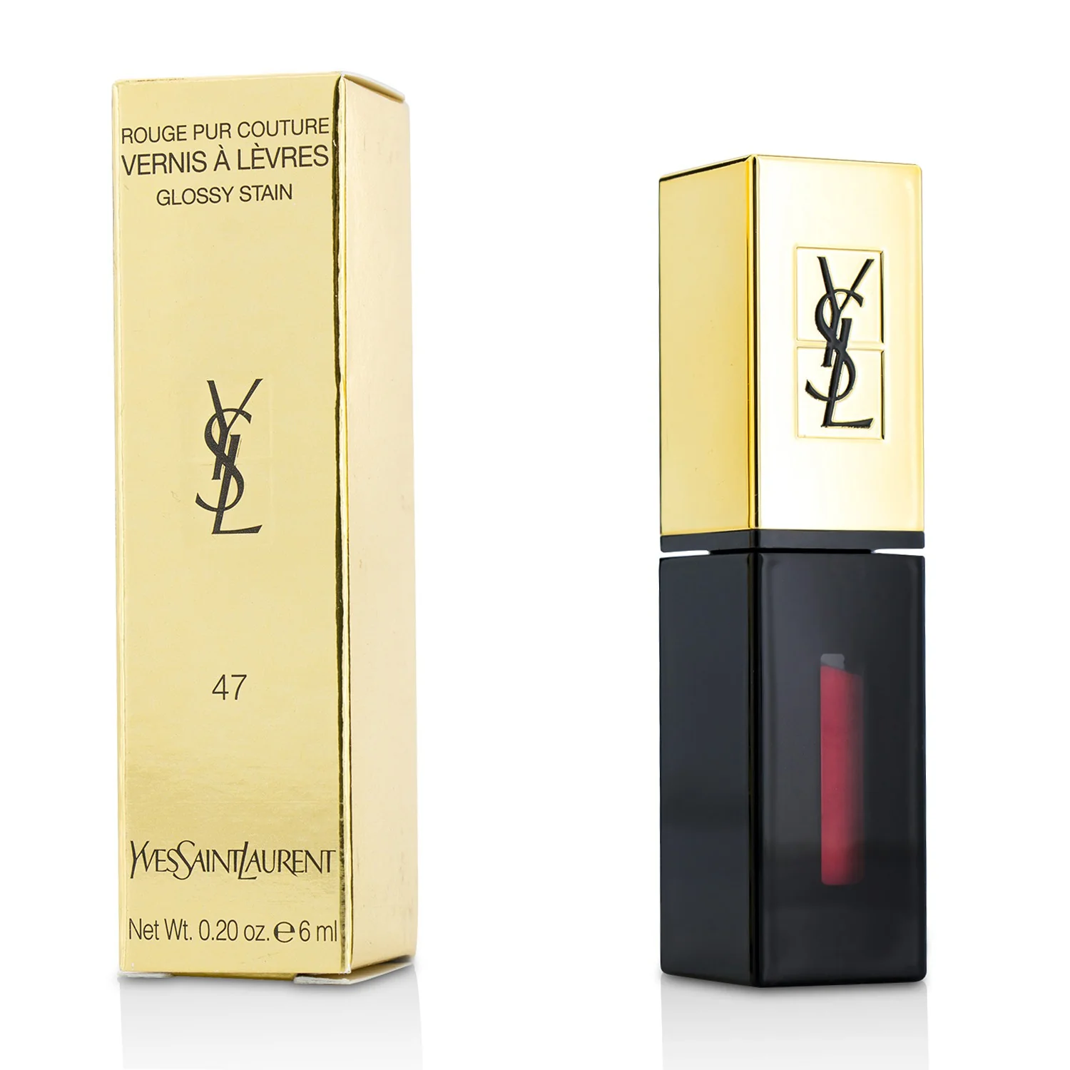 Yves Saint Laurent Rouge Pur Couture Vernis a Levres Glossy Stain - # 47 Carmin Tag  6ml/0.2oz - Olabens