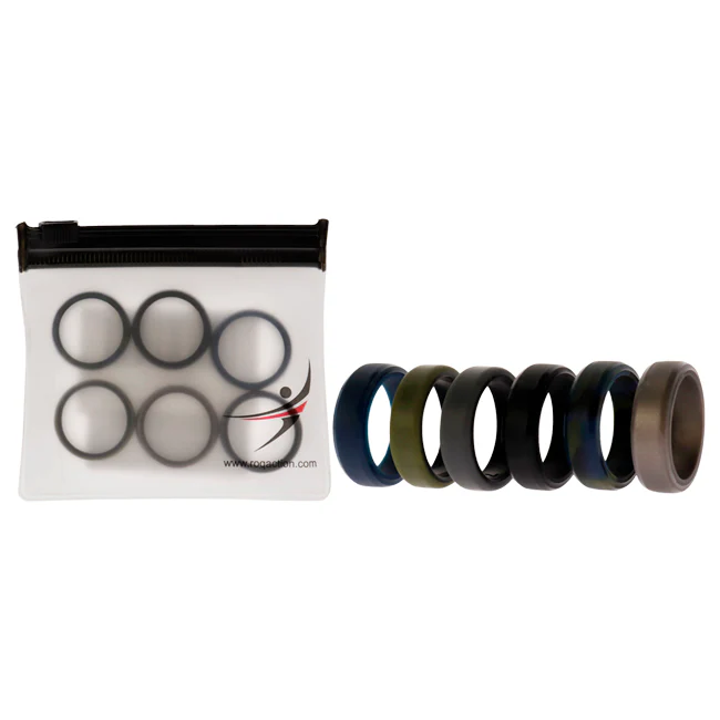Silicone Wedding 6mm Brush 2Layer Ring Set - Camo by ROQ for Men - 6 x 7 mm Ring - Olabens