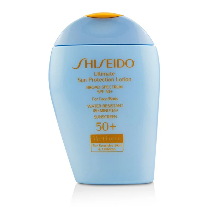 Shiseido Ultimate Sun Protection Lotion WetForce For Face & Body SPF 50+ - For Sensitive Skin & Children 100ml/3.3oz - Olabens