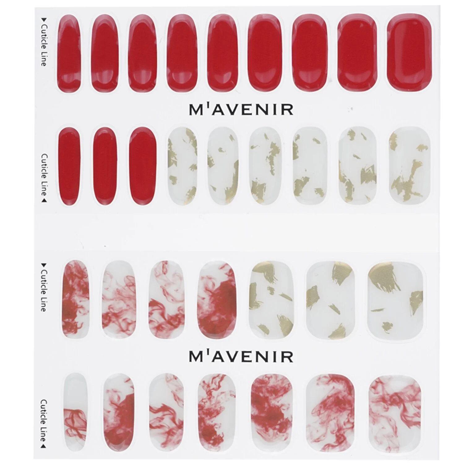Mavenir Nail Sticker (Red) - # Vino Splash Nail  32pcs - Olabens