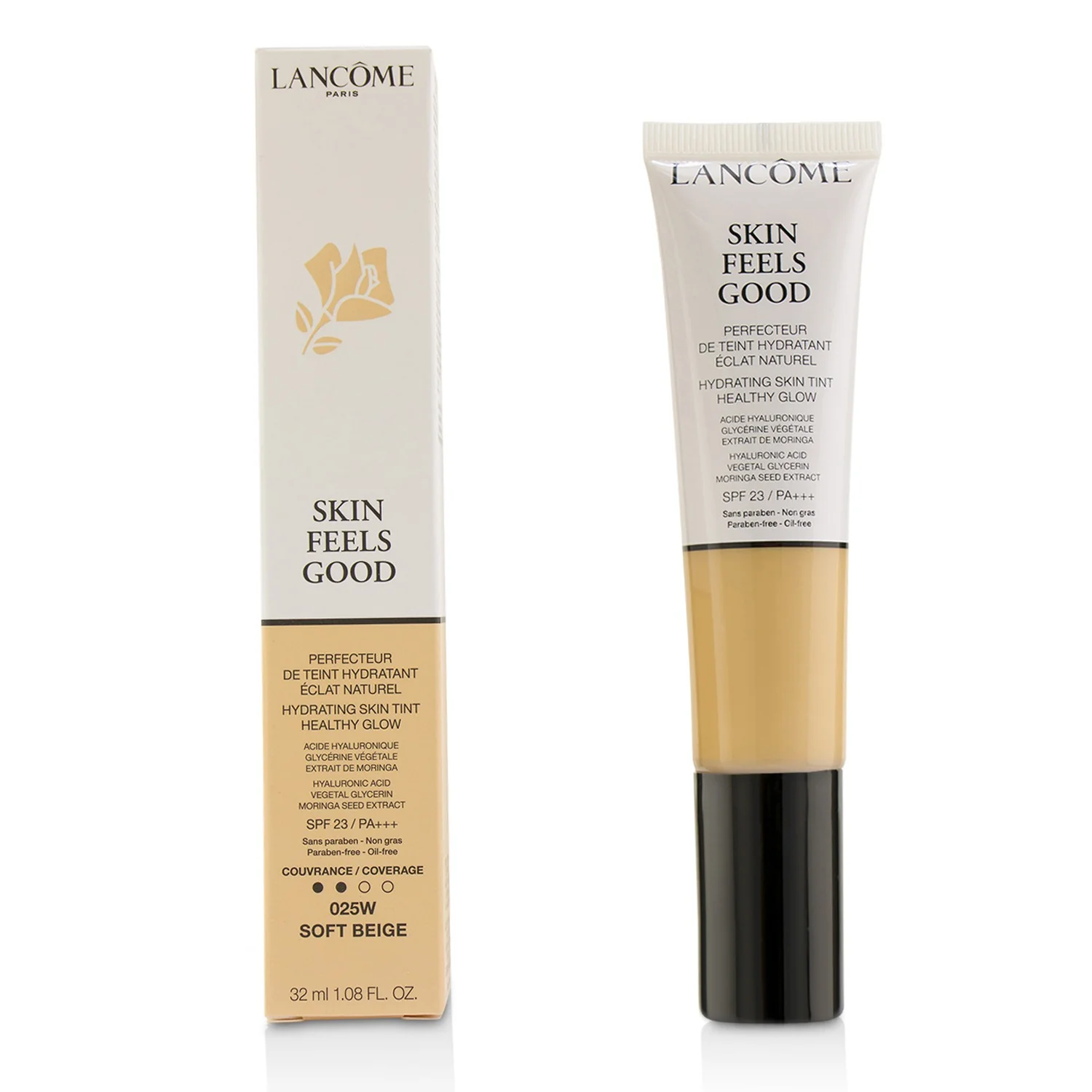 Lancome Skin Feels Good Hydrating Skin Tint Healthy Glow SPF 23 - # 025W Soft Beige  32ml/1.08oz - Olabens