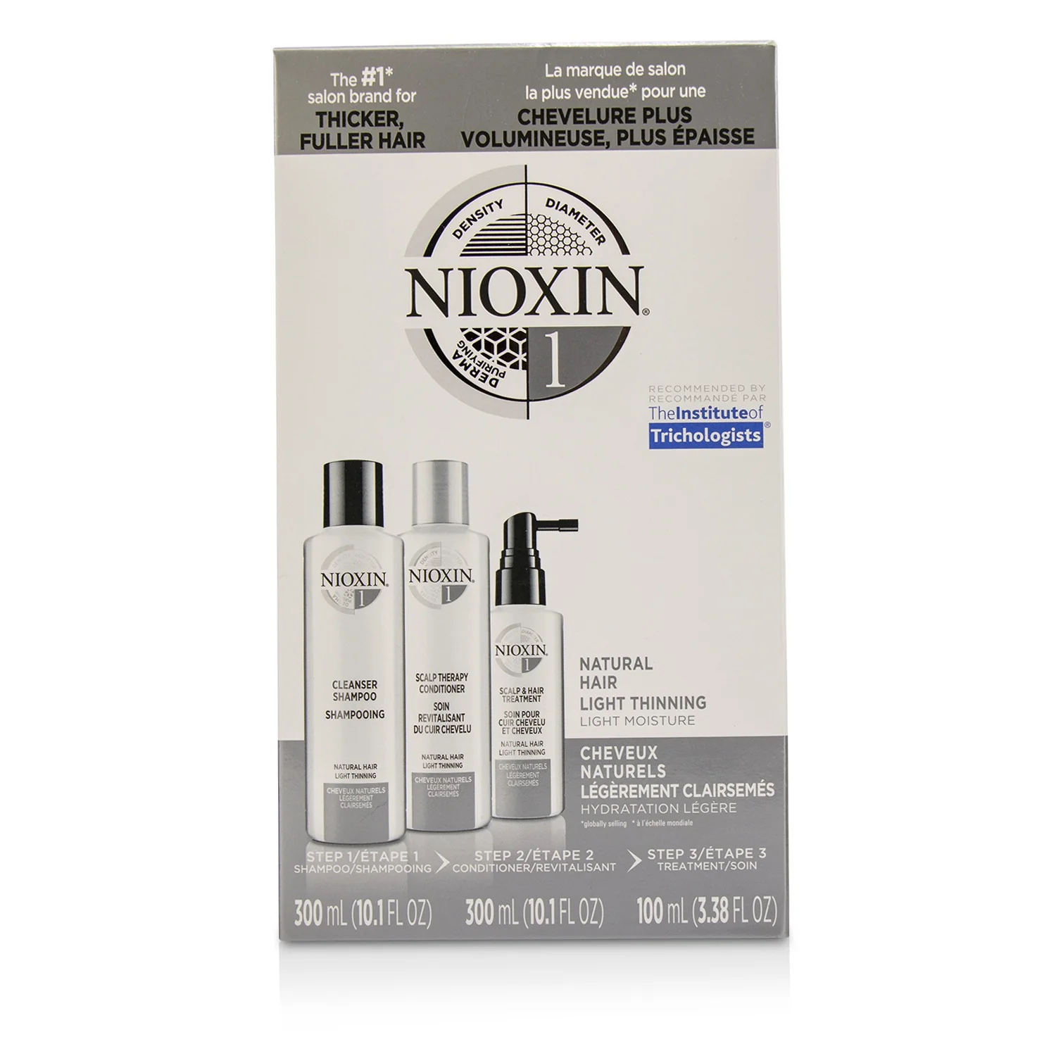 Nioxin 3D Care System Kit 1 - For Natural Hair, Light Thinning, Light Moisture  3pcs - Olabens