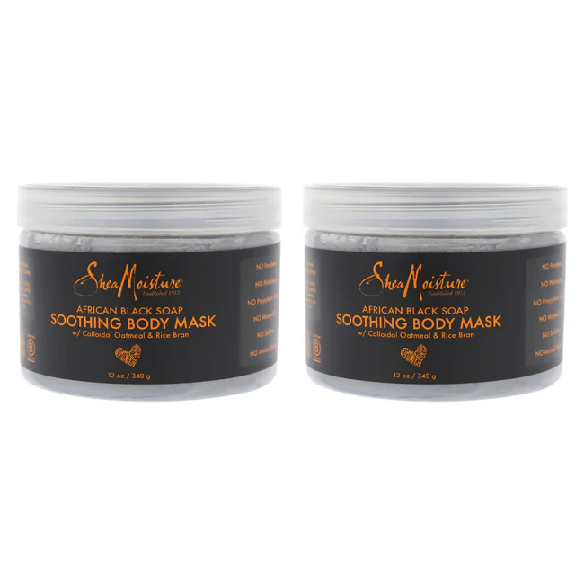 African Black Soap Soothing Body Mask - Pack of 2 by Shea Moisture for Unisex - 12 oz Mask - Olabens