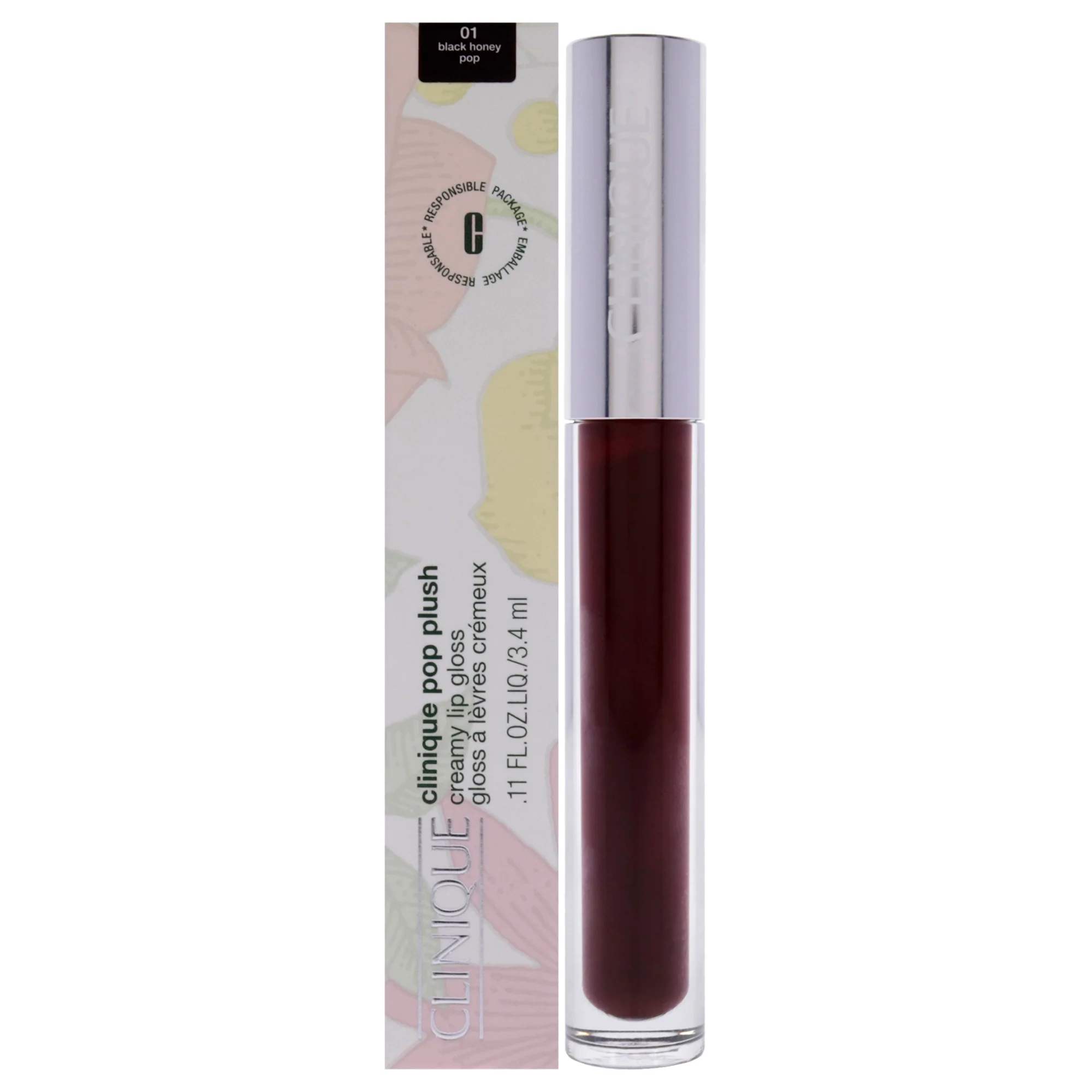 Pop Plush Creamy Lip Gloss - 01 Black Honey Pop by Clinique for Women - 0.11 oz Lip Gloss - Olabens