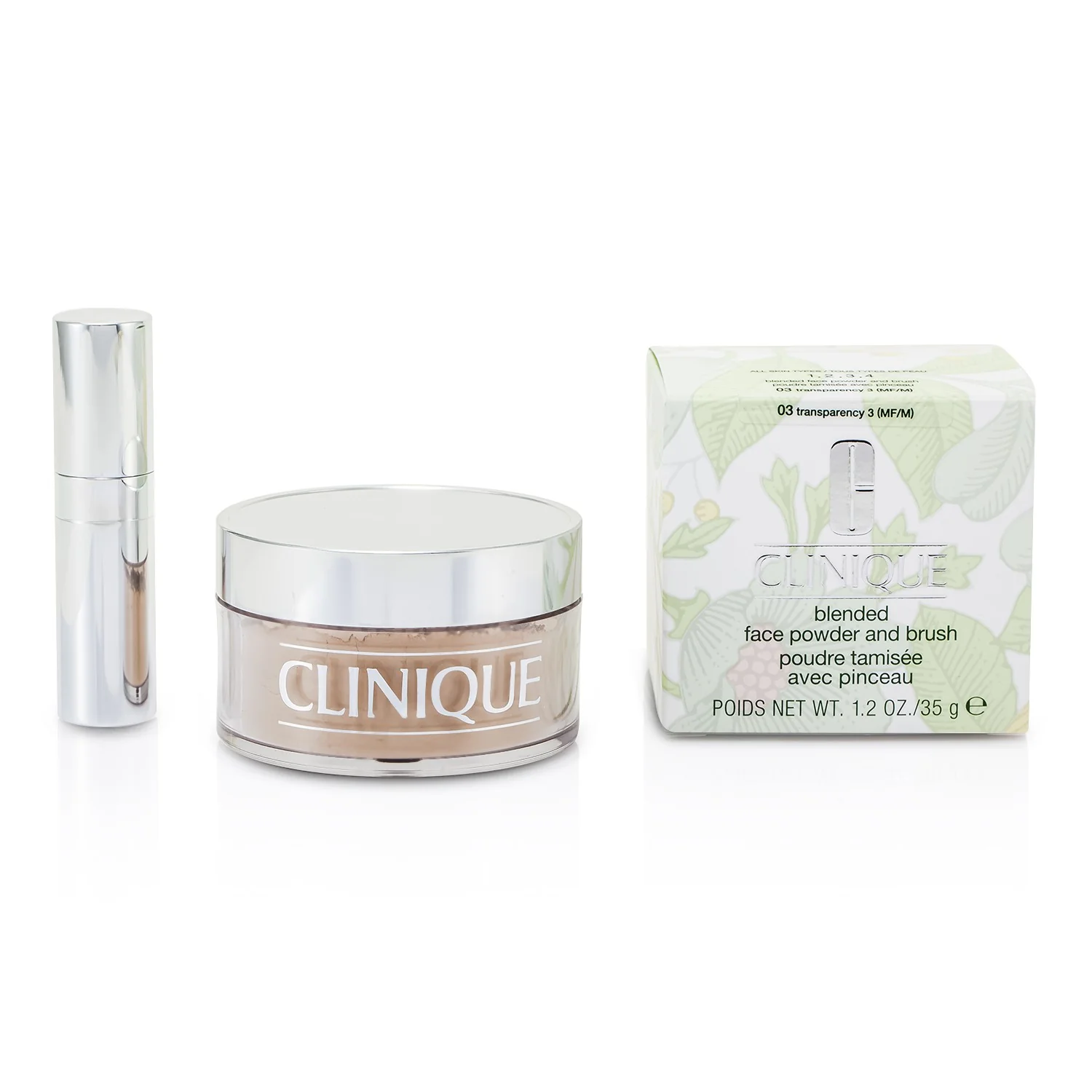 Clinique Blended Face Powder + Brush -03 Transparency; Premium price due to scarcity  35g/1.2oz - Olabens