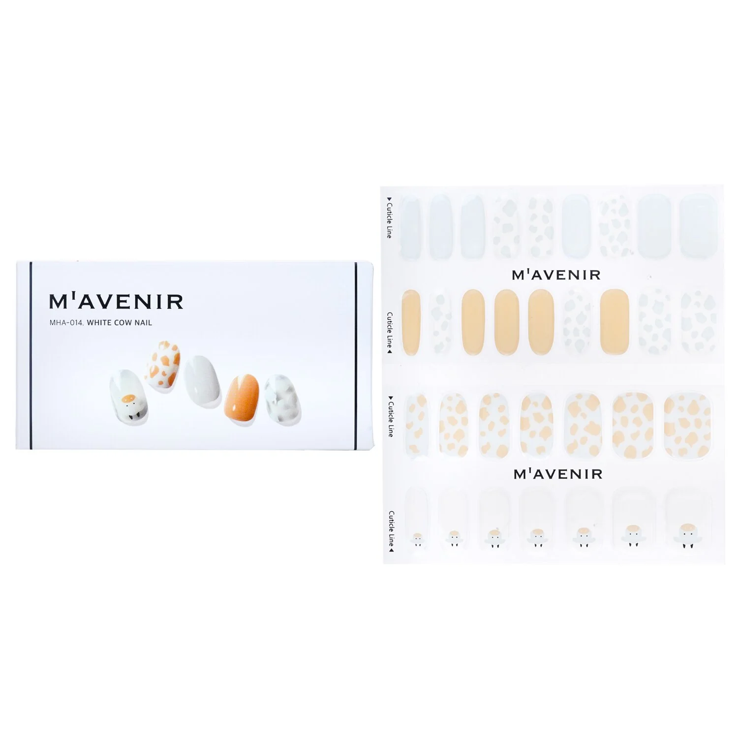 Mavenir Nail Sticker (White) - # White Cow Nail  32pcs - Olabens