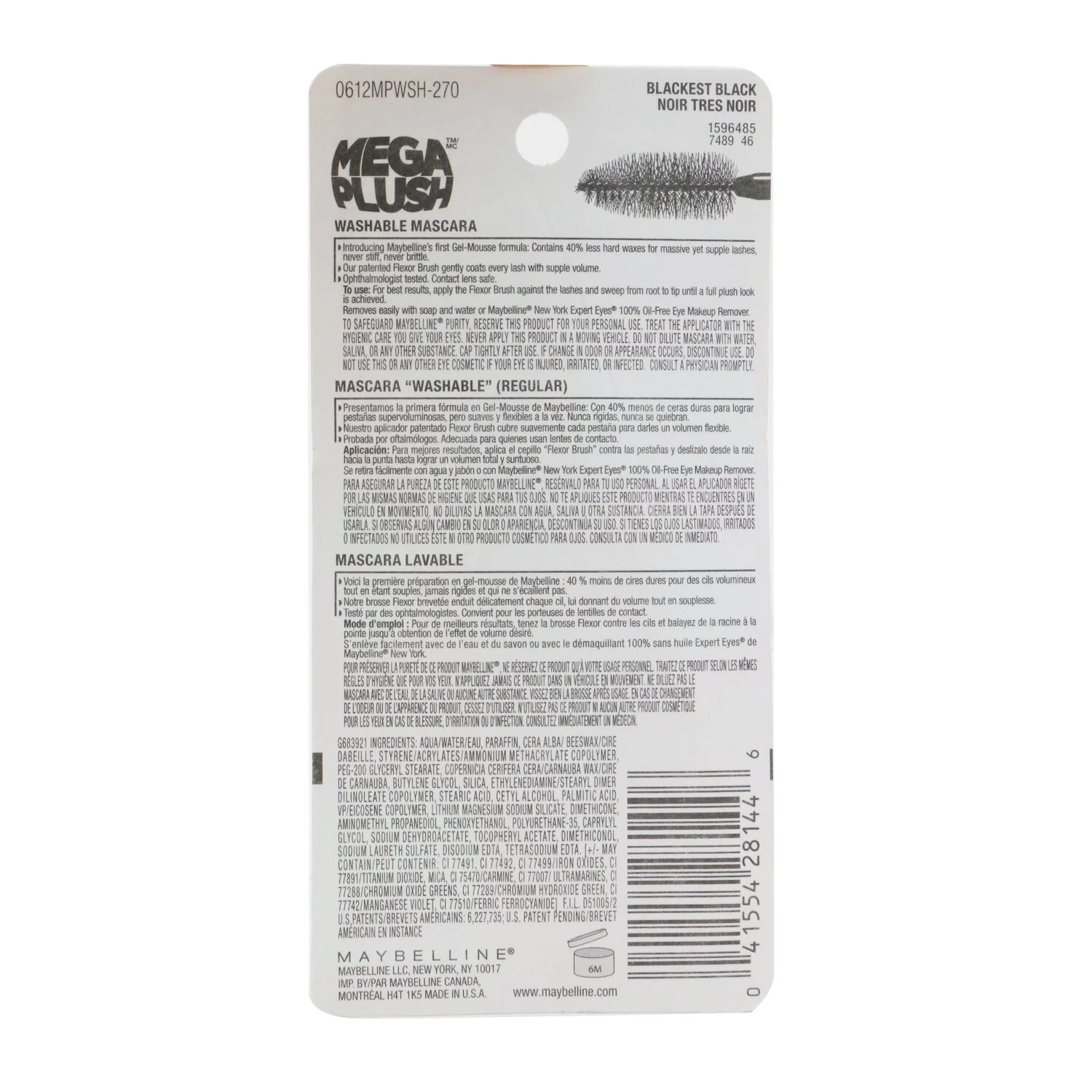 Maybelline Volum' Express The Mega Plush Mascara - # 270 Blackest Black  9ml/0.3oz - Olabens