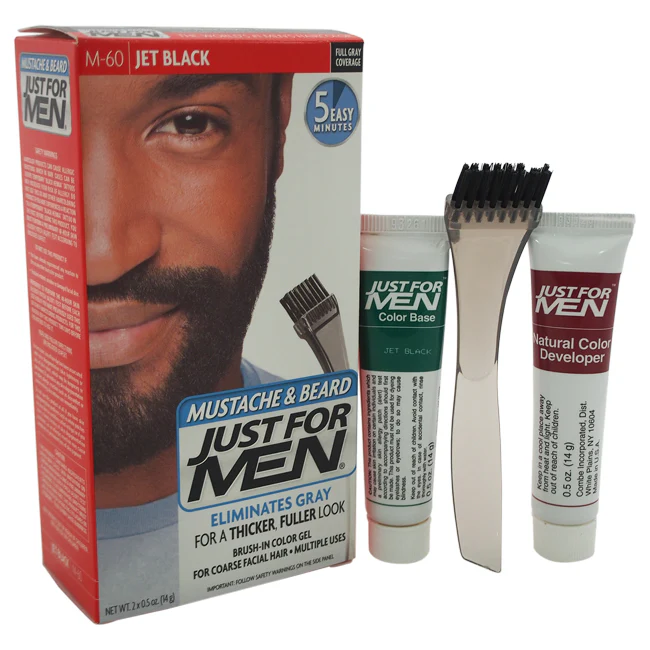 Just For Men Brush-In Color Gel Mustache and Beard Jet Black - M-60 by Just For Men for Men - 1 Kit Mustache and Beard Color - Olabens