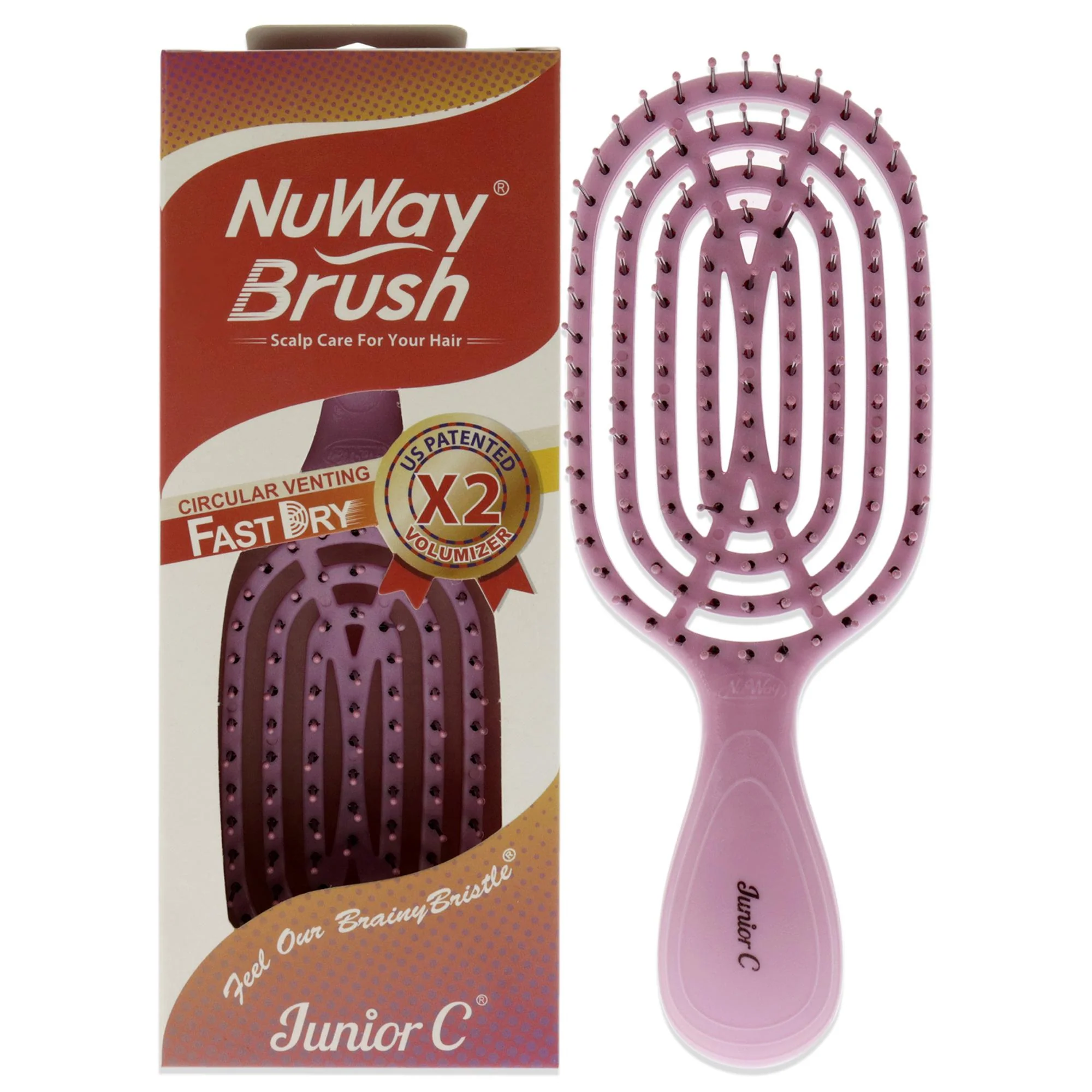 Patented Vented Junior C Brush - Pink by NuWay 4Hair for Unisex - 1 Pc Hair Brush - Olabens