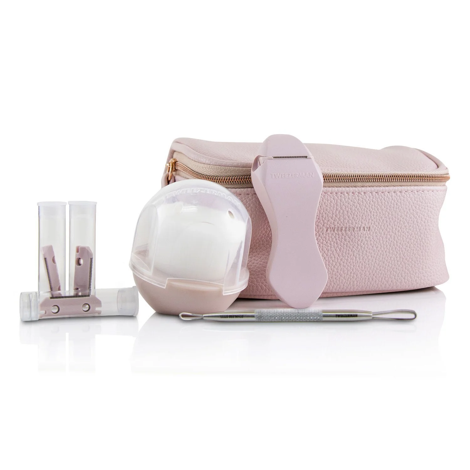 Tweezerman Bright Complexion Prep Set: Complexion Cleansing Brush + Bright Complexion Facial Dermaplaner + No Slip Skincare Tool + Bag  3pcs + 1 Bag - Olabens