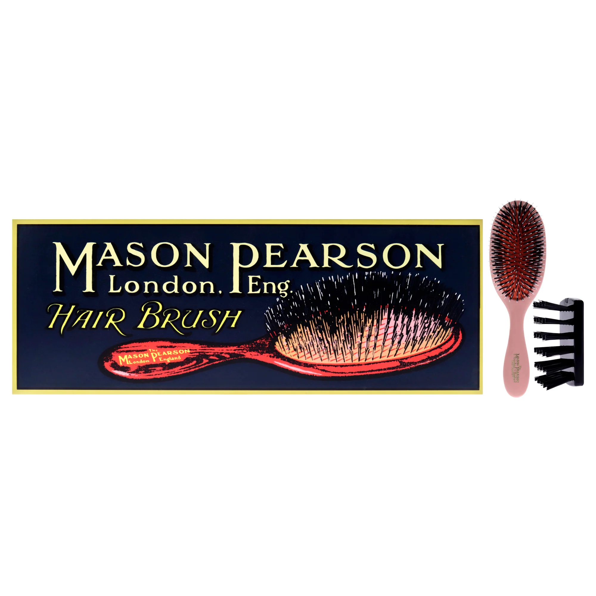 Mason Pearson Handy Bristle and Nylon Brush - BN3 Pink by Mason Pearson for Unisex - 2 Pc Hair Brush, Cleaning Brush - Olabens
