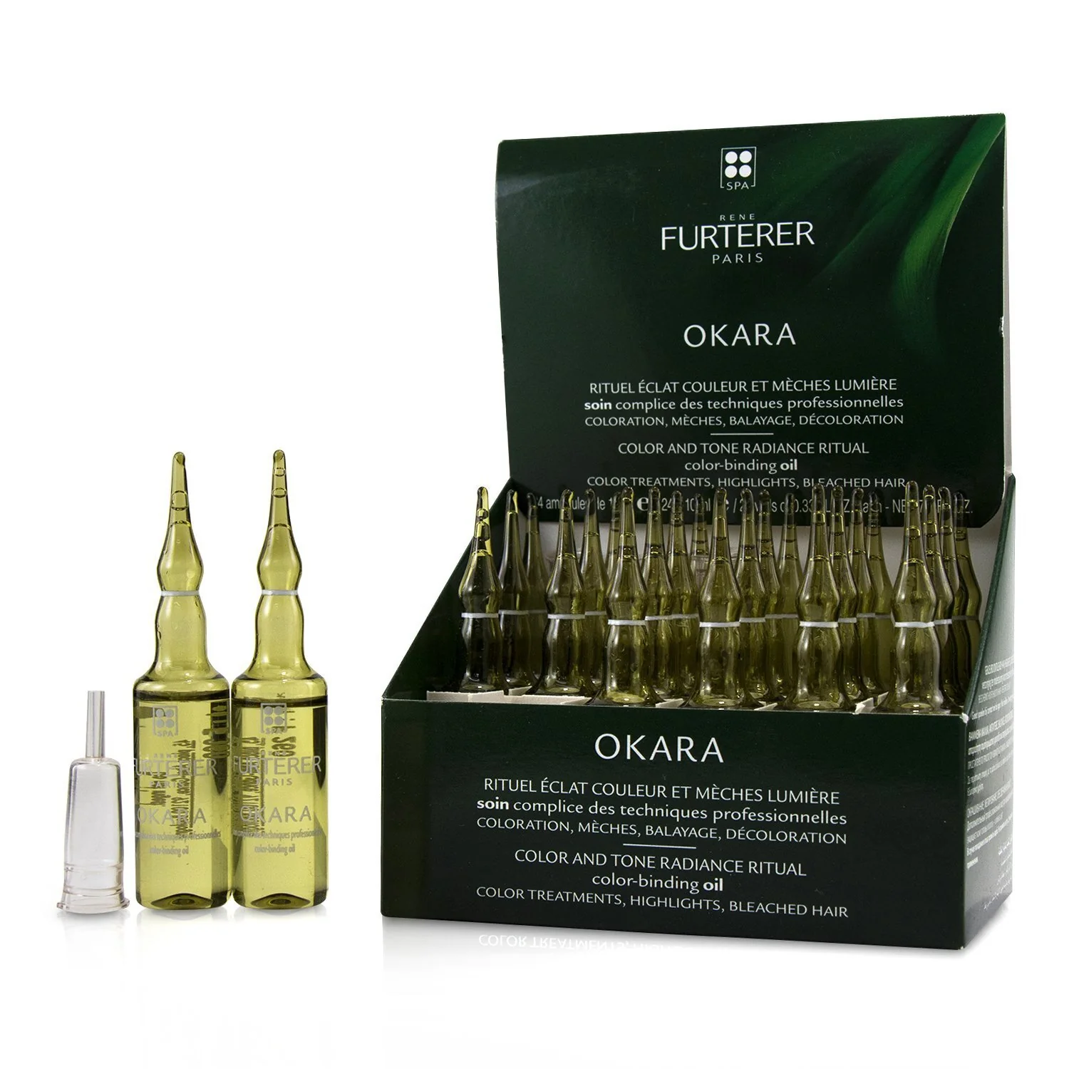 Rene Furterer Okara Color and Tone Radiance Ritual Color-Binding Oil -Color Treatments, Highlights, Bleached Hair (Box Slightly Damaged)  24x10ml/0.33oz - Olabens